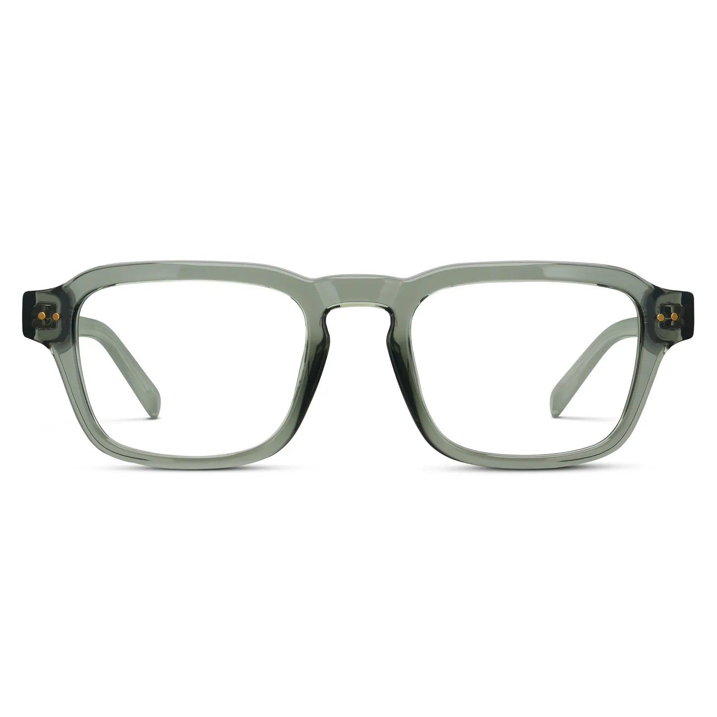 Sage Green || Men's Rectangular Prescription Eyeglasses with Sage Green Acetate Frame and Clear Prescription Lenses