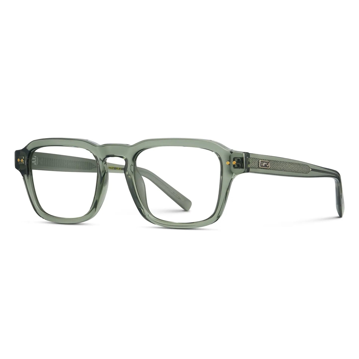 Sage Green || Men's Rectangular Prescription Eyeglasses with Sage Green Acetate Frame and Clear Prescription Lenses