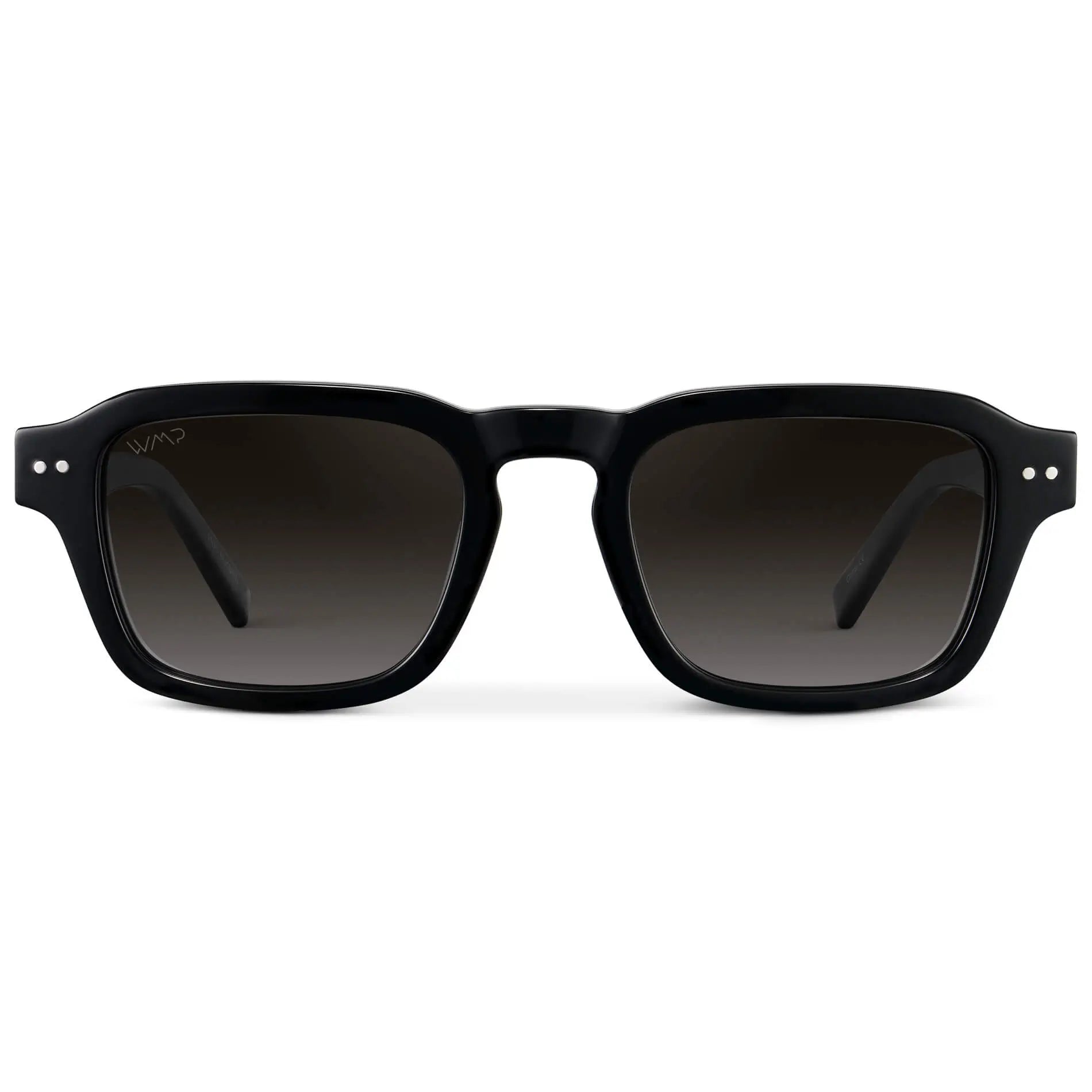 Black / Oak Brown Gradient || Men's Rectangular Polarized Sunglasses with Black Acetate Frame and Oak Brown Gradient Lens