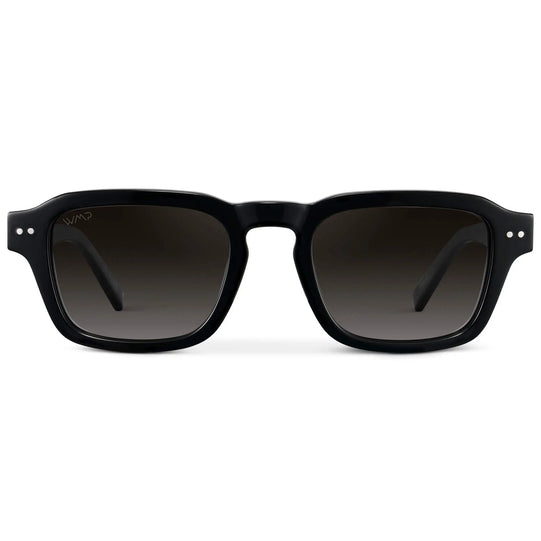 Black / Oak Brown Gradient || Men's Rectangular Polarized Sunglasses with Black Acetate Frame and Oak Brown Gradient Lens