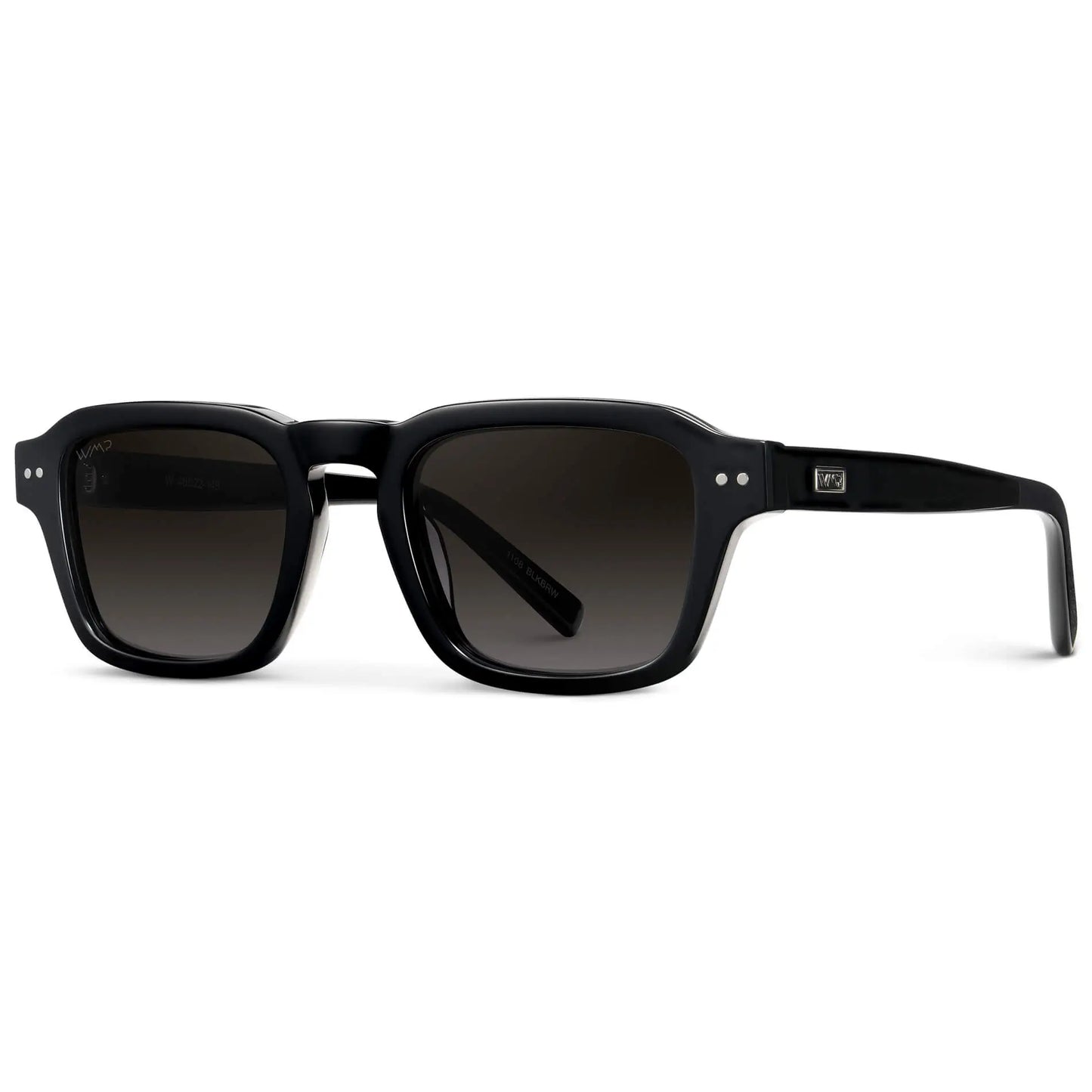 Black / Oak Brown Gradient || Men's Rectangular Polarized Sunglasses with Black Acetate Frame and Oak Brown Gradient Lens