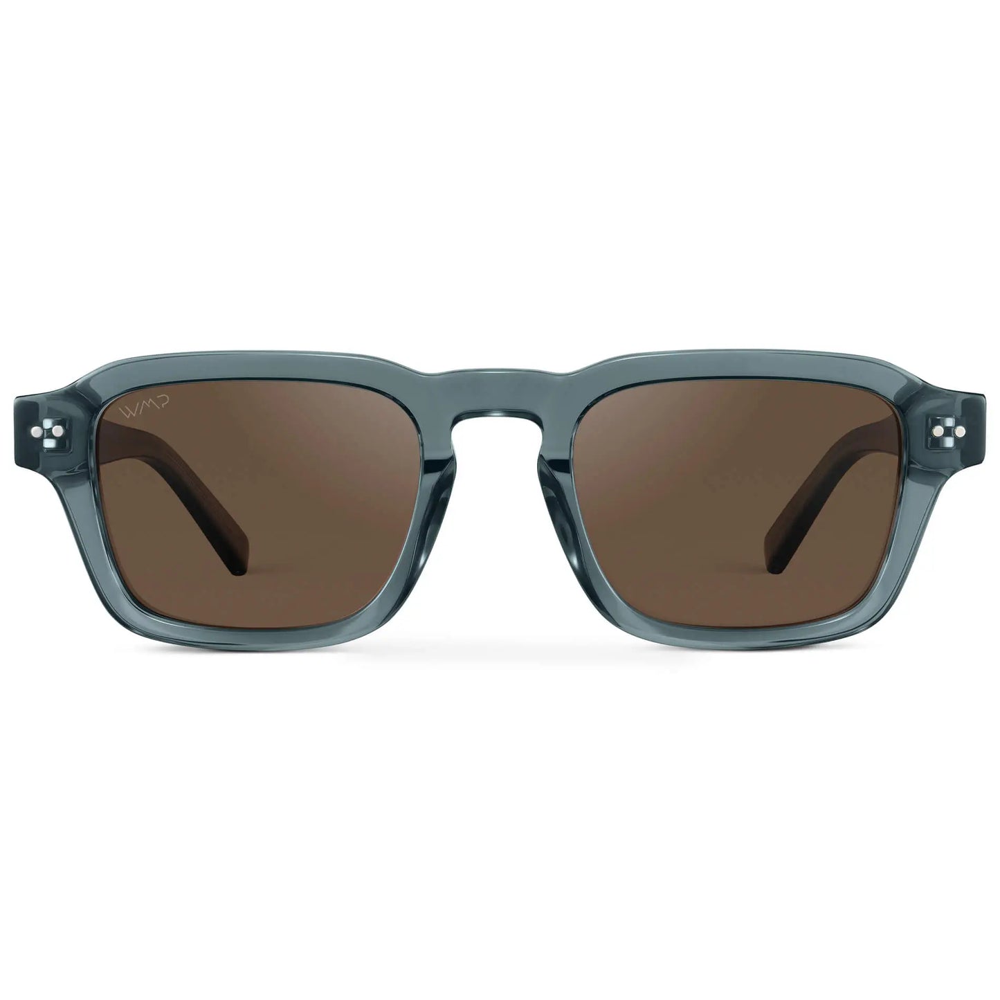 Crystal Stone Blue / Brown Lens || Men's Rectangular Polarized Sunglasses with Blue Acetate Frame and Brown Lens