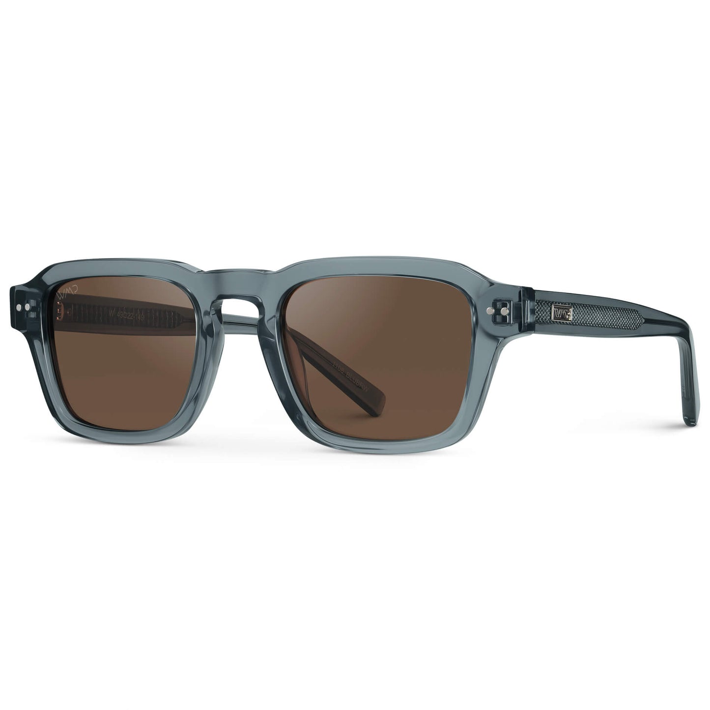 Crystal Stone Blue / Brown Lens || Men's Rectangular Polarized Sunglasses with Blue Acetate Frame and Brown Lens