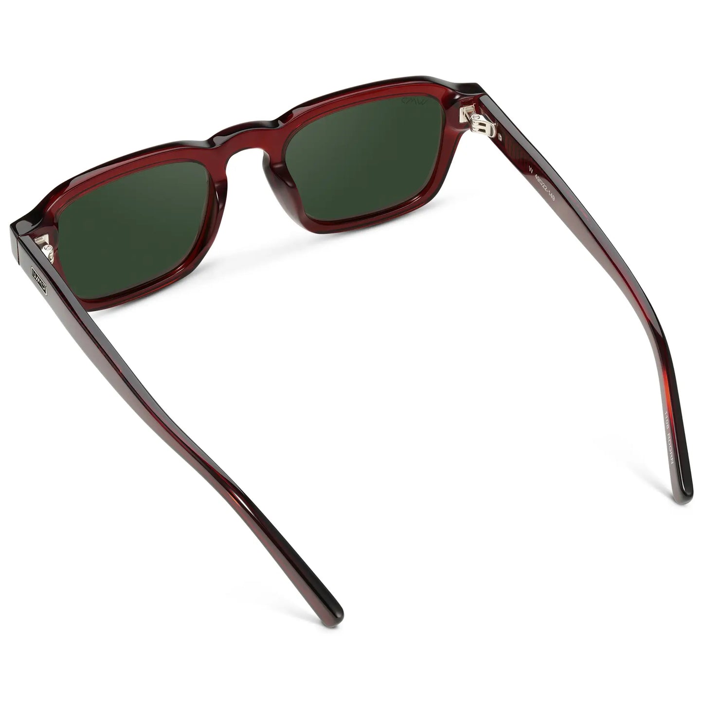 Red Garnet / Smoke Green Lens || Men's Rectangular Polarized Sunglasses with Red Acetate Frame and Smoke Green Lens