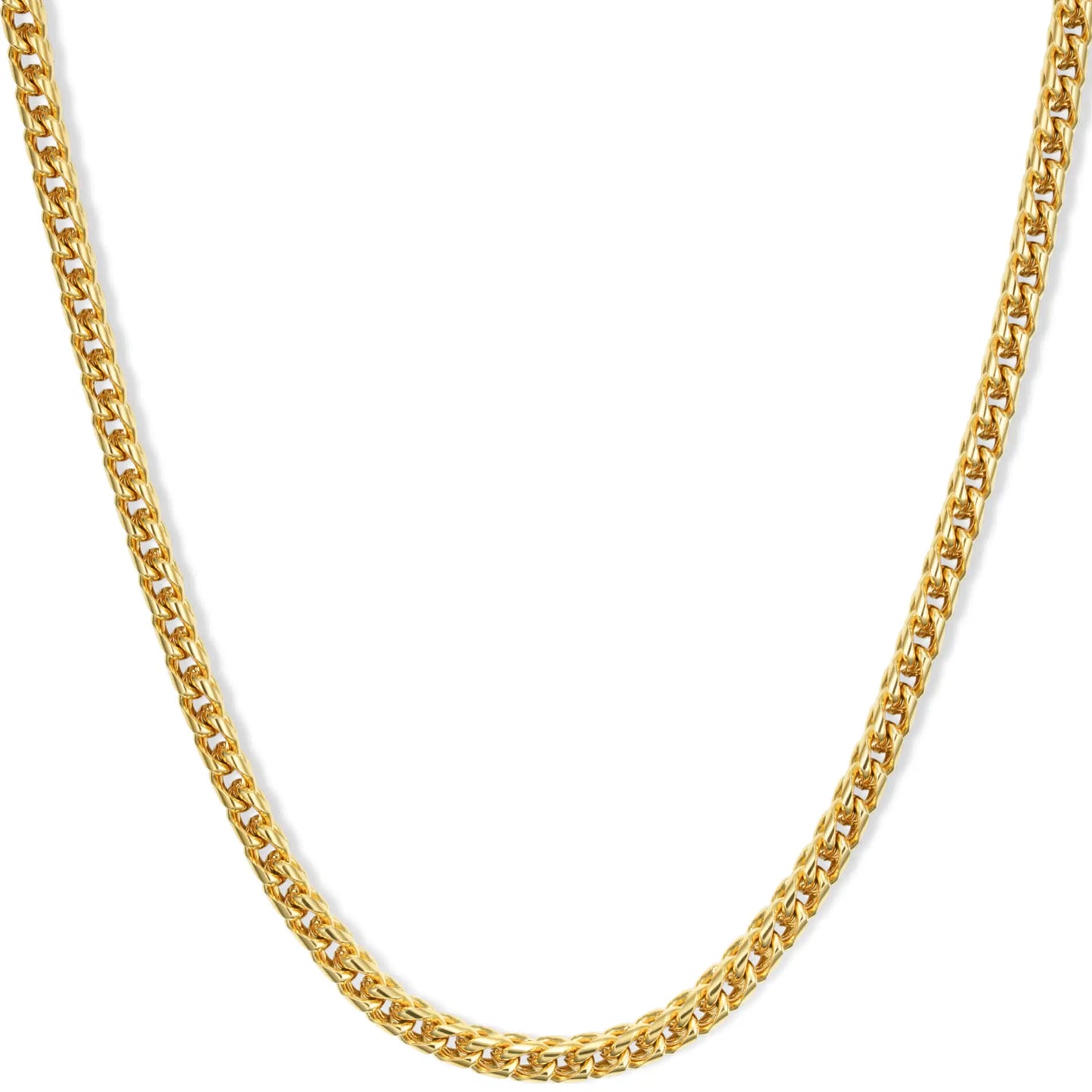Gold / 22" || Gold Block Chain Necklace on a white background