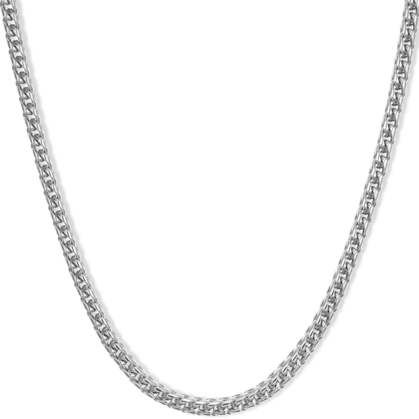 Silver / 22" || Silver Block Chain Necklace on a white background