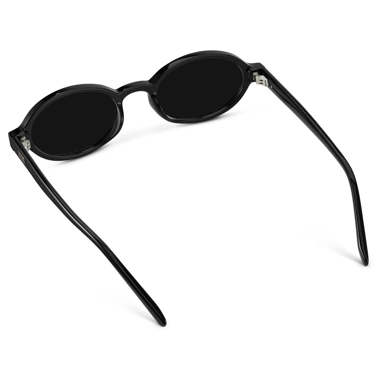Black / Triple Black Lens || Back view of Women's Slim Oval Sunglasses with Black Frame and Black Lens on a white background