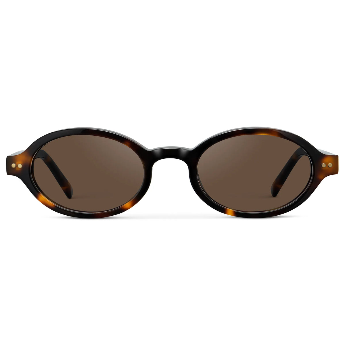 Brown Tortoise / Brown Lens || Women's Slim Oval Sunglasses with Brown Tortoise Frame and Brown Lens on a white background
