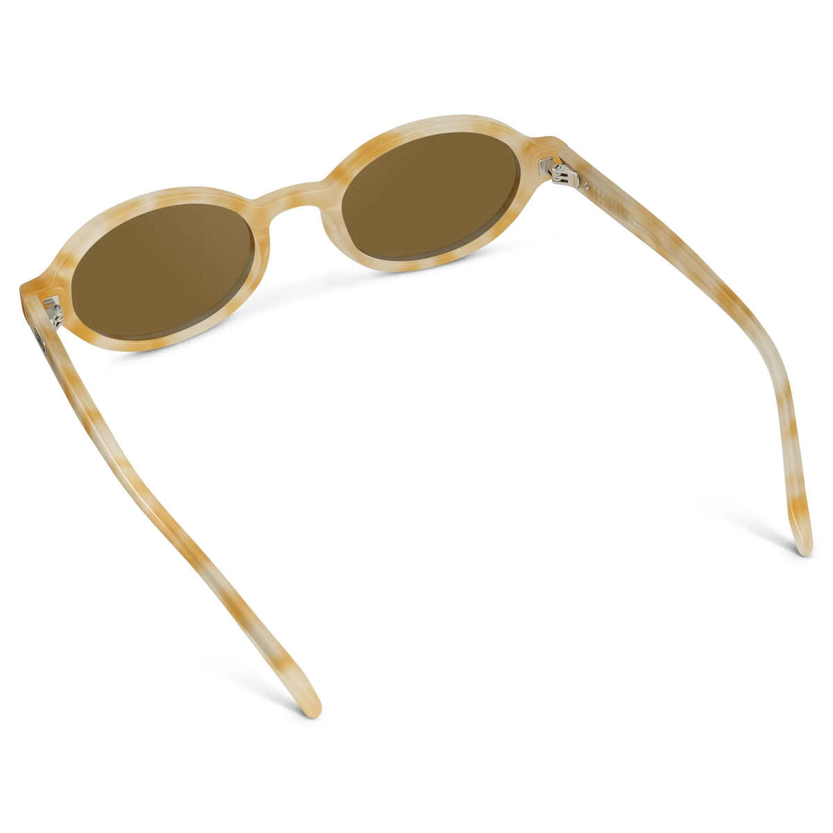 Butter Tortoise / Amber || Back view of Women's Slim Oval Prescription Sunglasses with Butter Tortoise Frame and Brown Lens on a white background