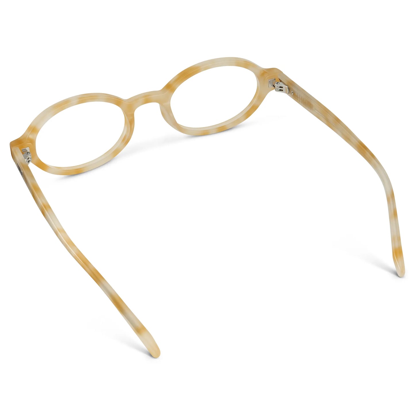 Butter Tortoise || Back view of Women's Slim Oval Prescription Glasses with Butter Tortoise Frame and Clear Lens on a white background