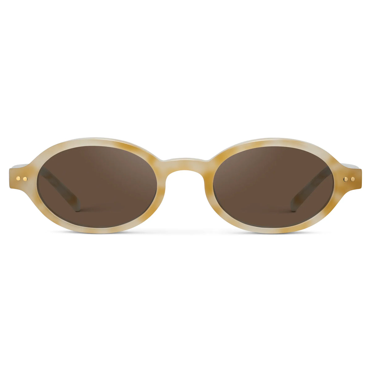 Butter Tortoise / Brown Lens || Women's Slim Oval Sunglasses with Butter Tortoise Frame and Brown Lens on a white background