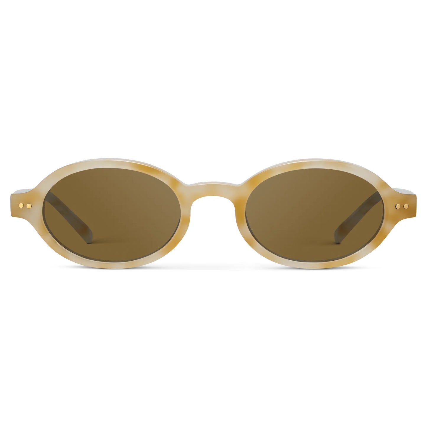 Butter Tortoise / Amber || Women's Slim Oval Prescription Sunglasses with Butter Tortoise Frame and Brown Lens on a white background