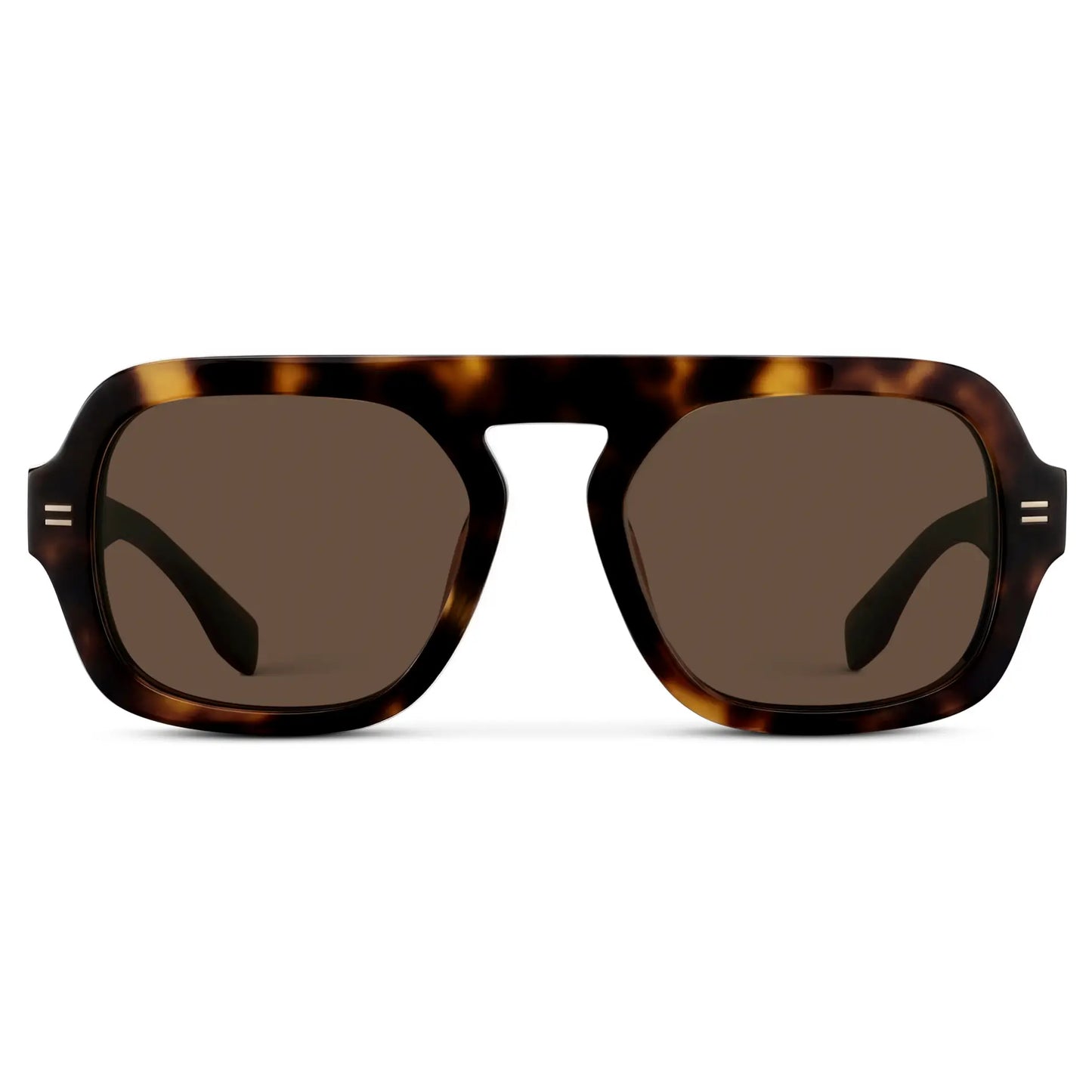 Brown Tortoise / Brown Lens || Women's Aviator Polarized Sunglasses with Brown Tortoise Frame and Brown Lenses on a white background
