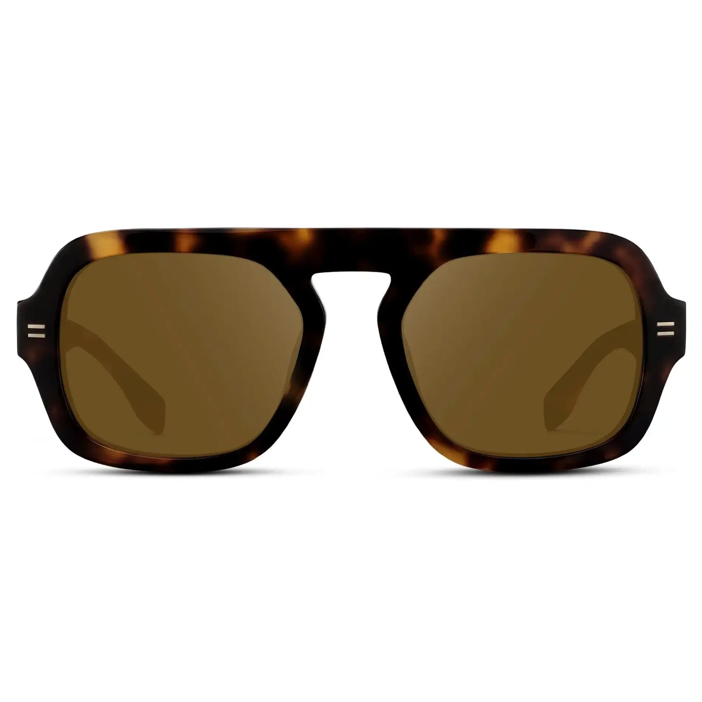 Brown Tortoise / Amber || Women's Oversized Aviator Prescription Sunglasses with Brown Tortoise Frame and Amber Lenses on a white background