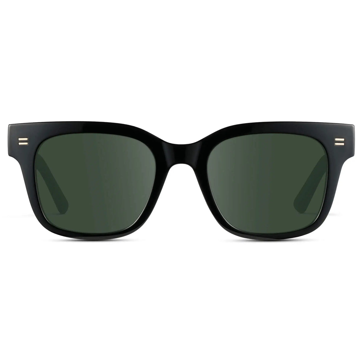 Black / G15 || Front view of Men's Square Frame Prescription Sunglasses with Black Frame and Green Lenses