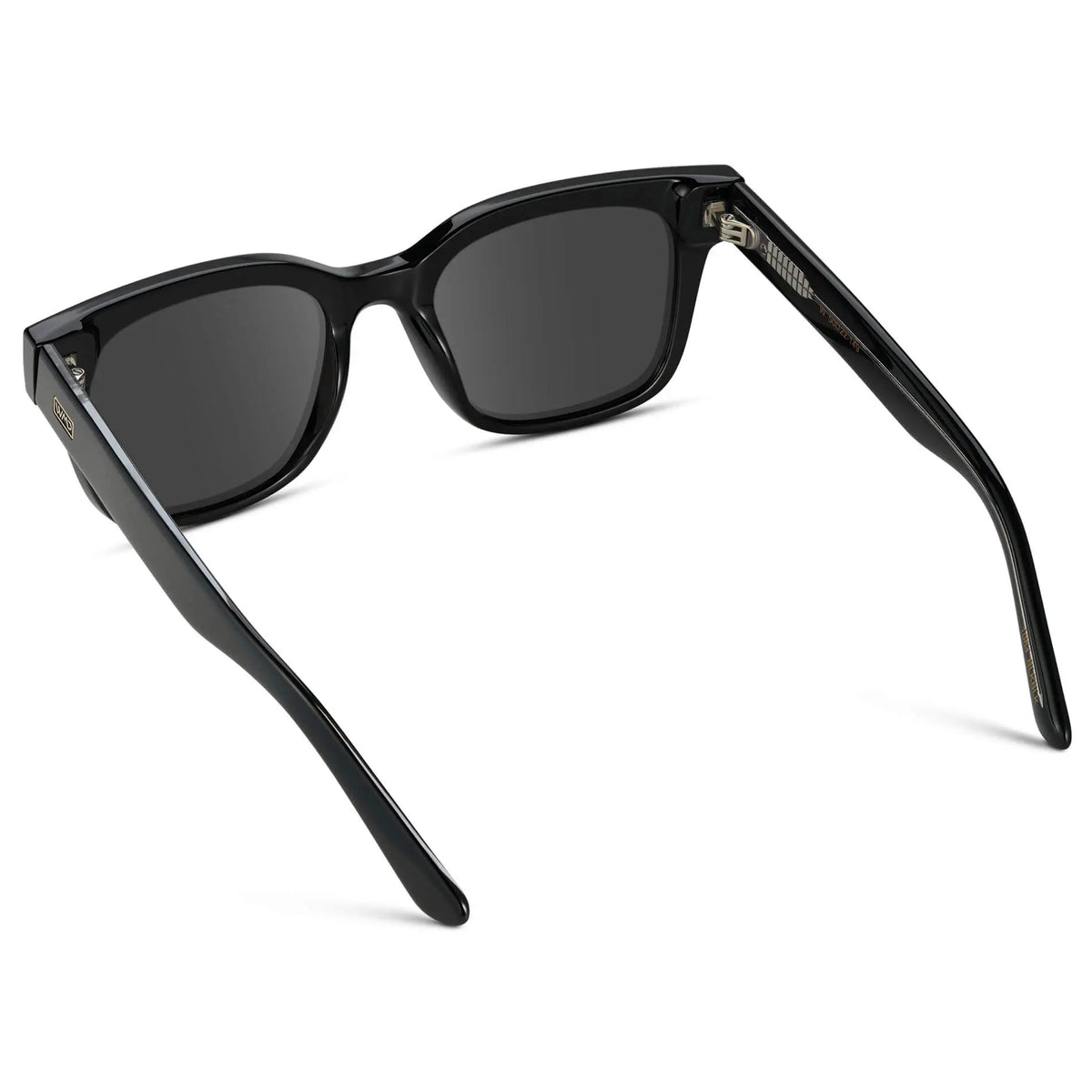 Black / Grey || Back view of Men's Square Frame Prescription Sunglasses with Black Frame and Grey Lenses