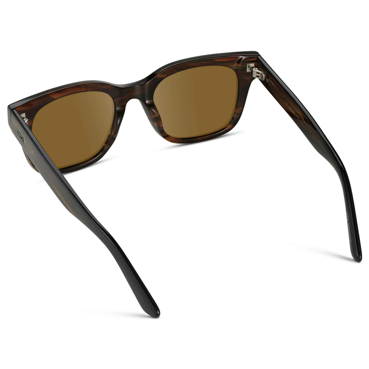 Red Oak / Amber || Back view of Men's Square Frame Prescription Sunglasses with Red Oak Frame and Brown Lenses
