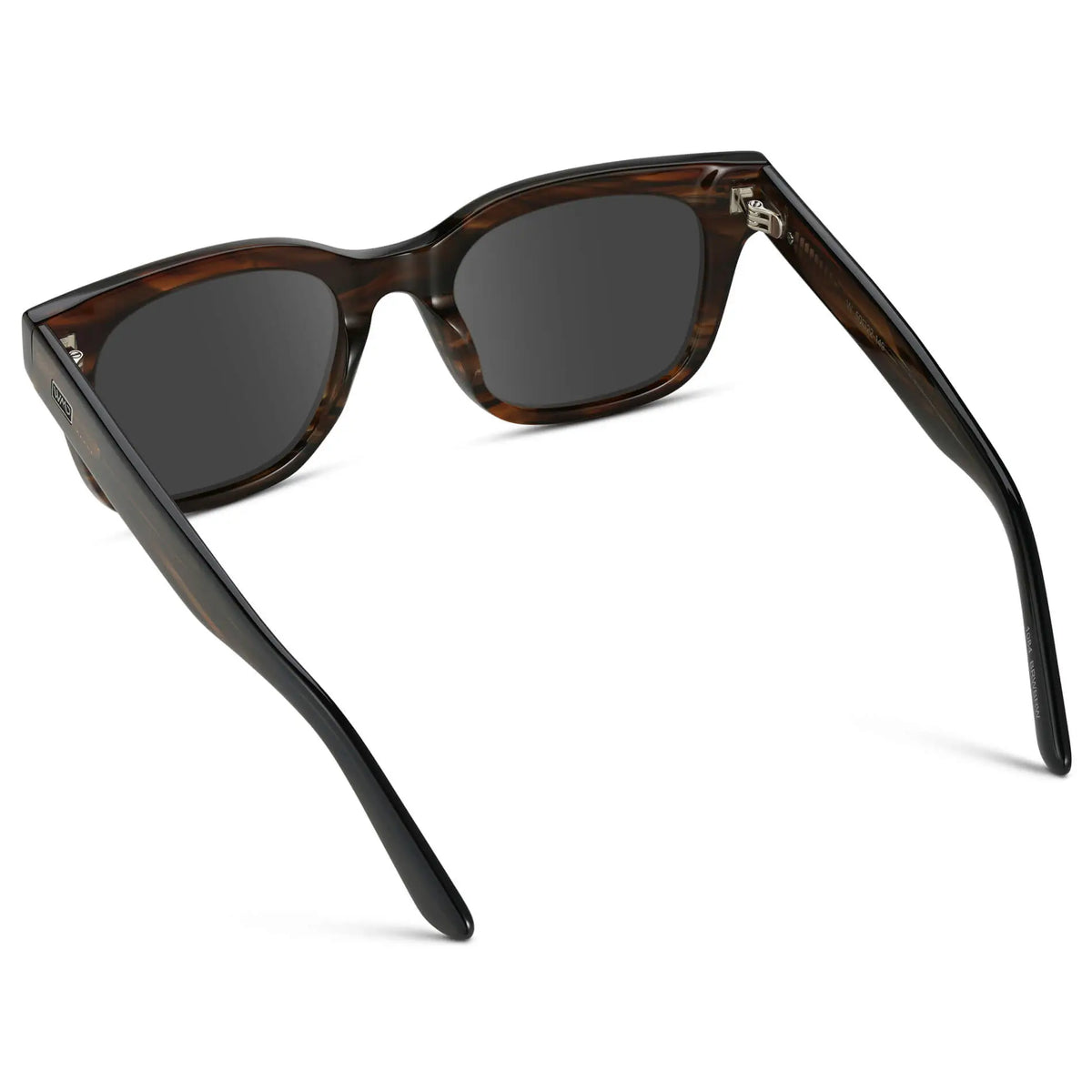 Red Oak / Grey || Back view of Men's Square Frame Prescription Sunglasses with Red Oak Frame and Grey Lenses