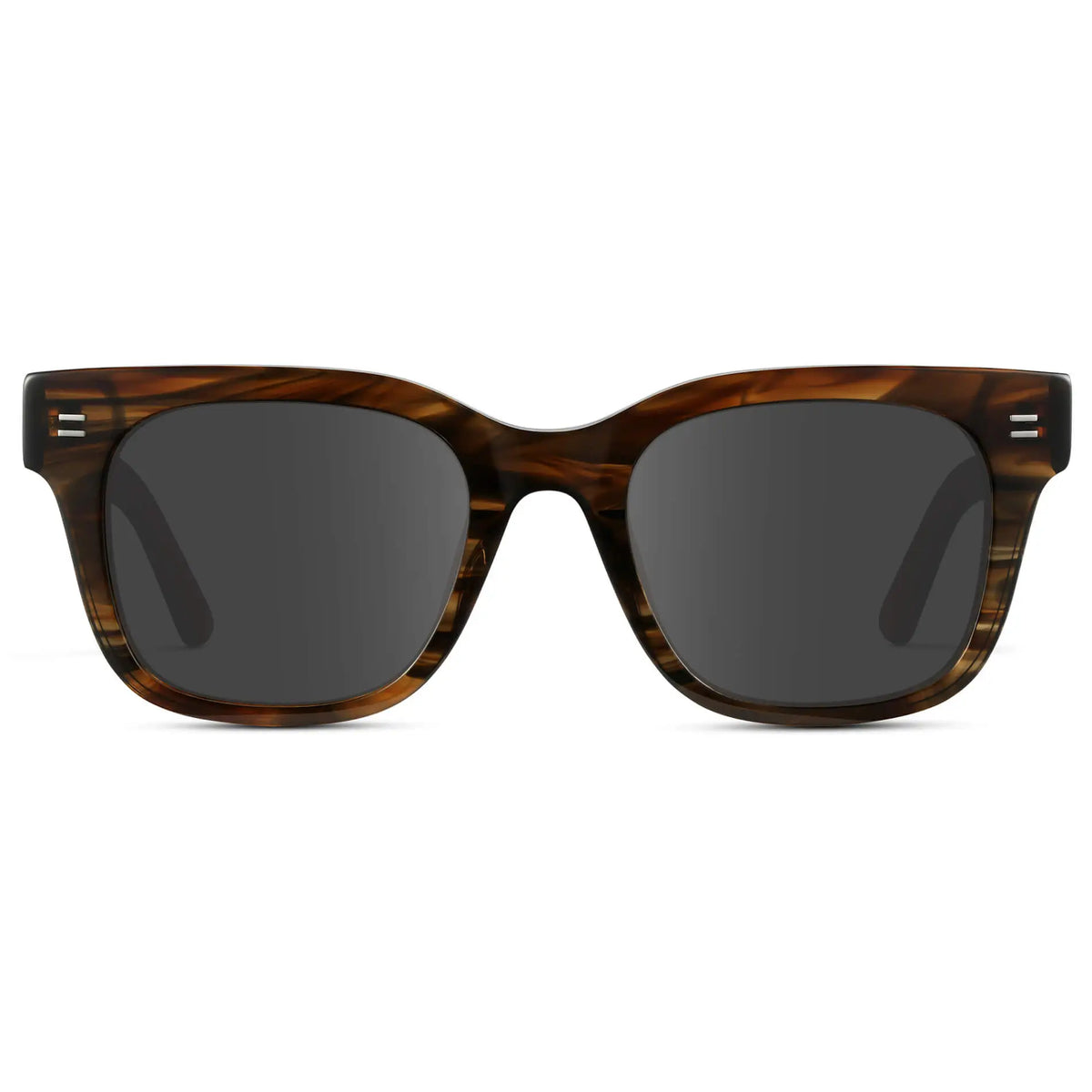 Red Oak / Grey || Front view of Men's Square Frame Prescription Sunglasses with Red Oak Frame and Grey Lenses