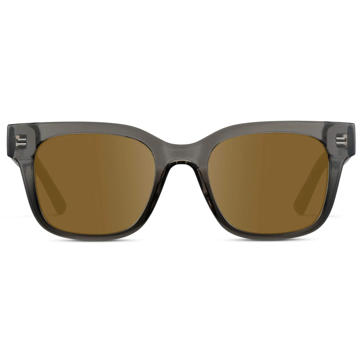 Black Ice Fade / Amber || Front view of Men's Square Frame Prescription Sunglasses with Grey Frame and Amber Lenses