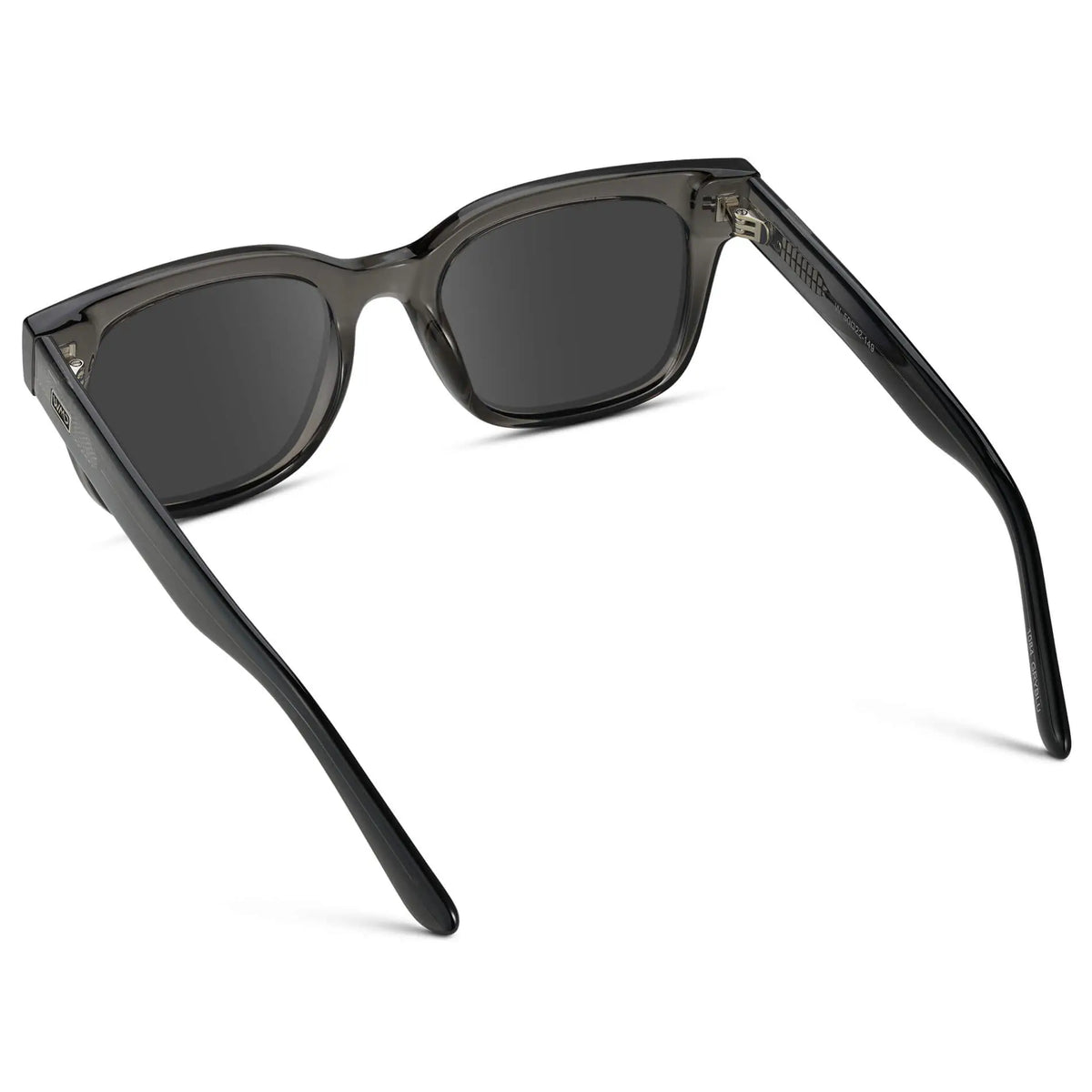 Black Ice Fade / Grey || Back view of Men's Square Frame Prescription Sunglasses with Grey Frame and Grey Lenses