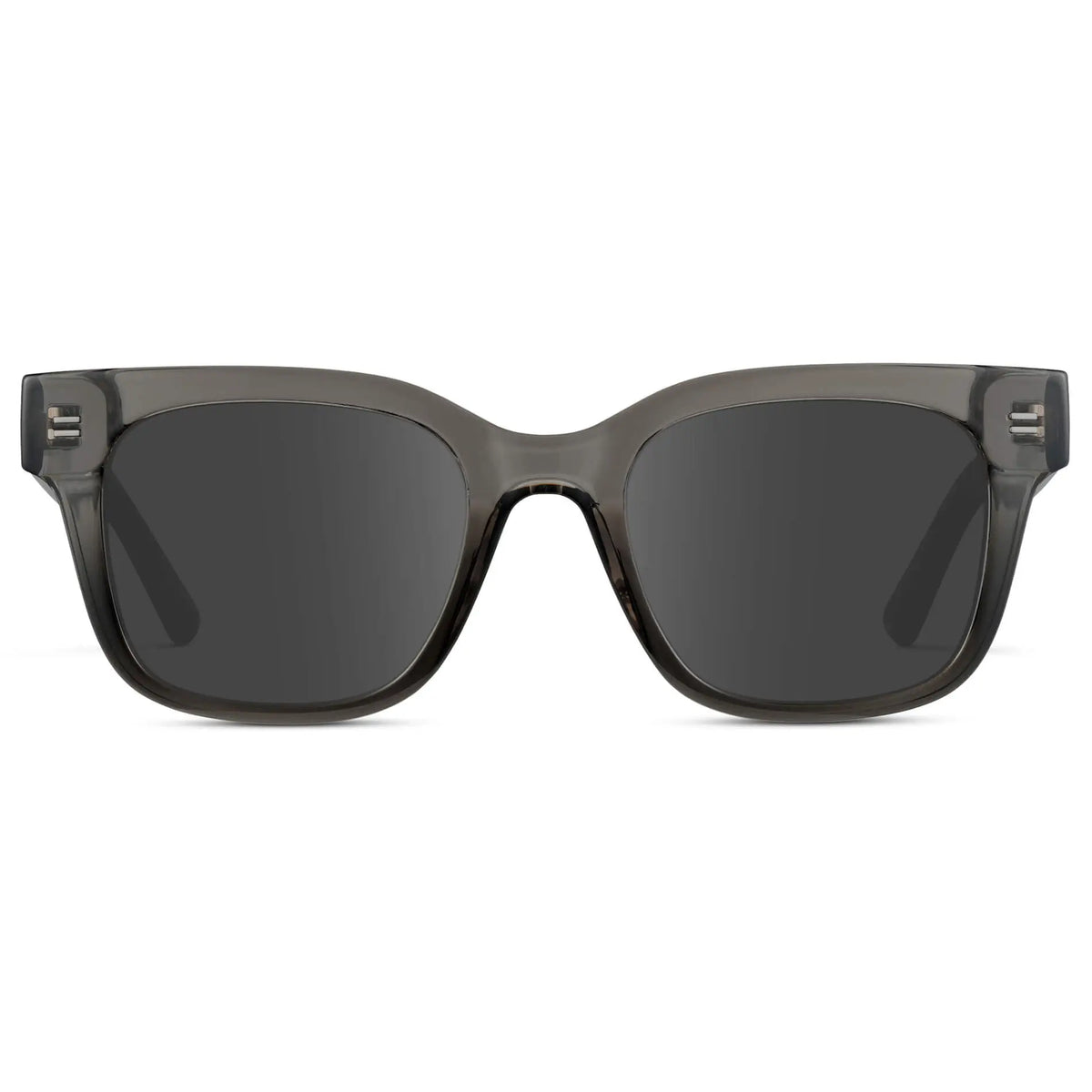 Black Ice Fade / Grey || Front view of Men's Square Frame Prescription Sunglasses with Grey Frame and Grey Lenses