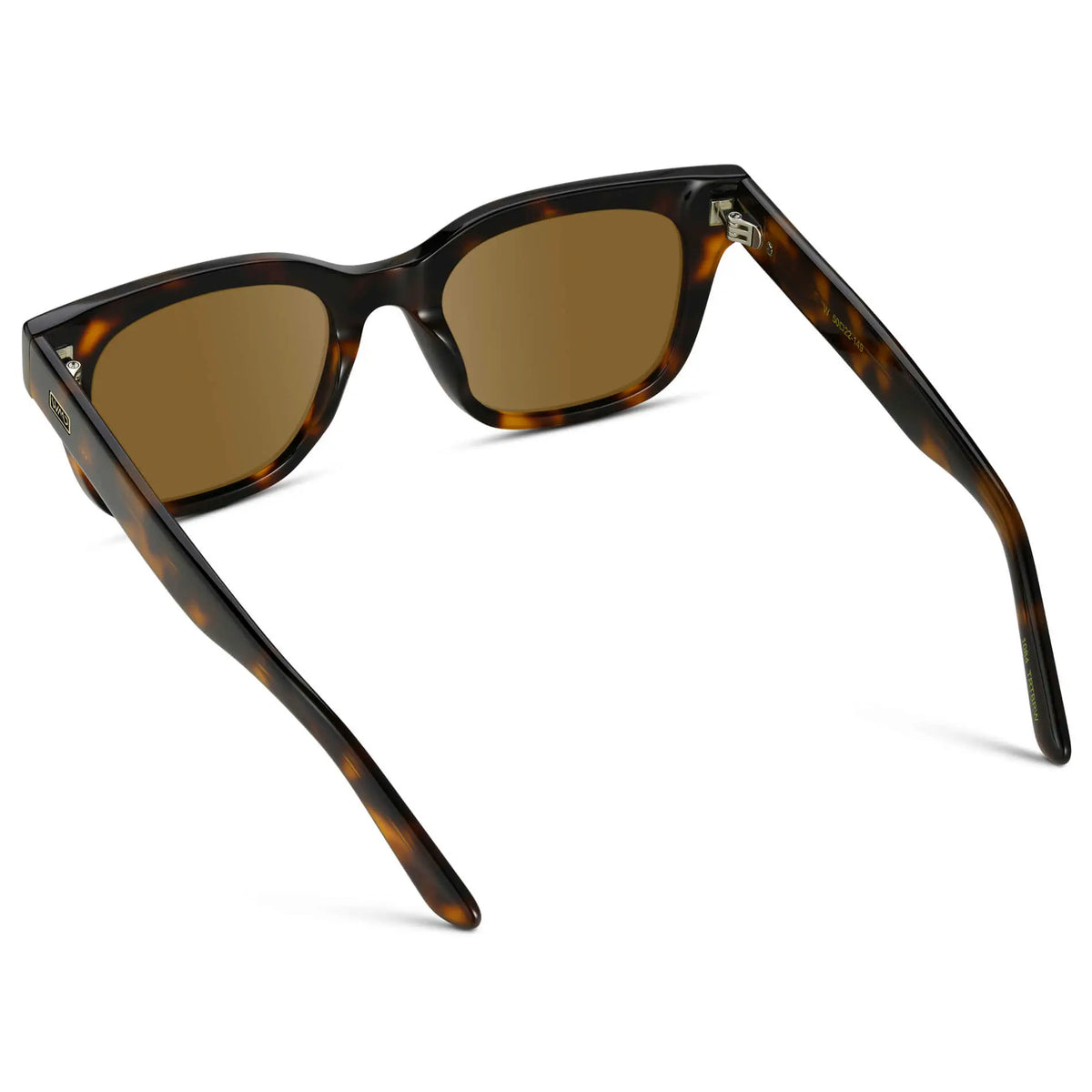 Brown Tortoise / Amber || Back view of Men's Square Frame Prescription Sunglasses with Brown Tortoise Frame and Brown Lenses