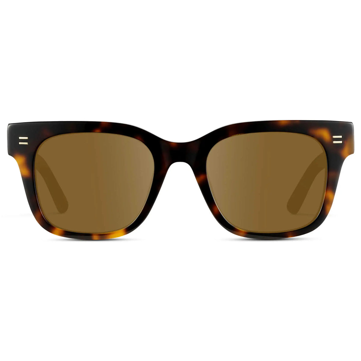 Brown Tortoise / Amber || Front view of Men's Square Frame Prescription Sunglasses with Brown Tortoise Frame and Brown Lenses