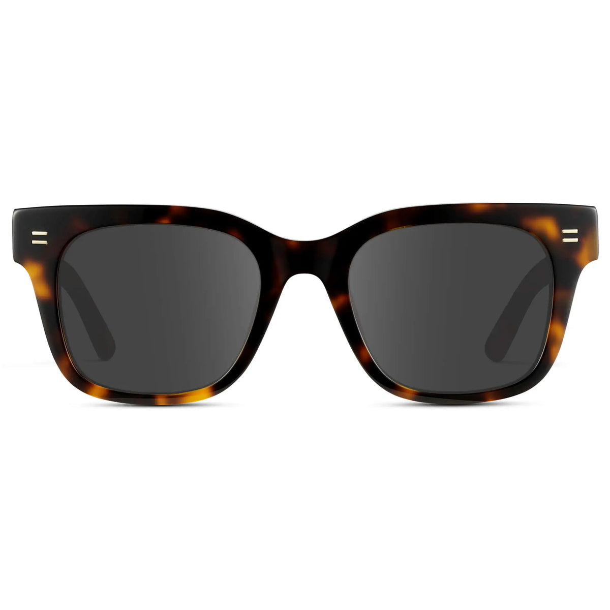 Brown Tortoise / Grey || Front view of Men's Square Frame Prescription Sunglasses with Brown Tortoise Frame and Grey Lenses
