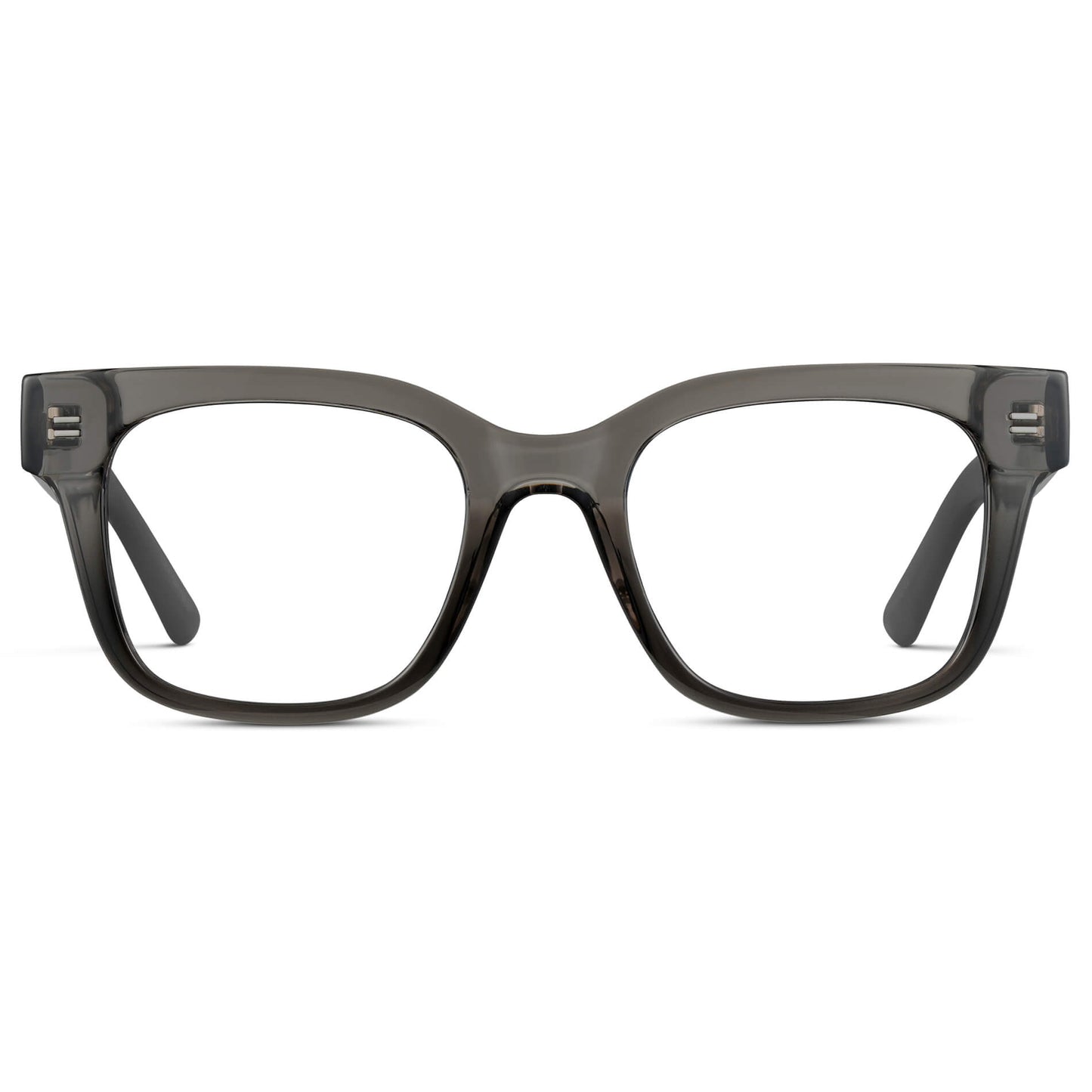 Black Ice Fade || Square Frame Glasses with Clear Prescription Lenses front view.