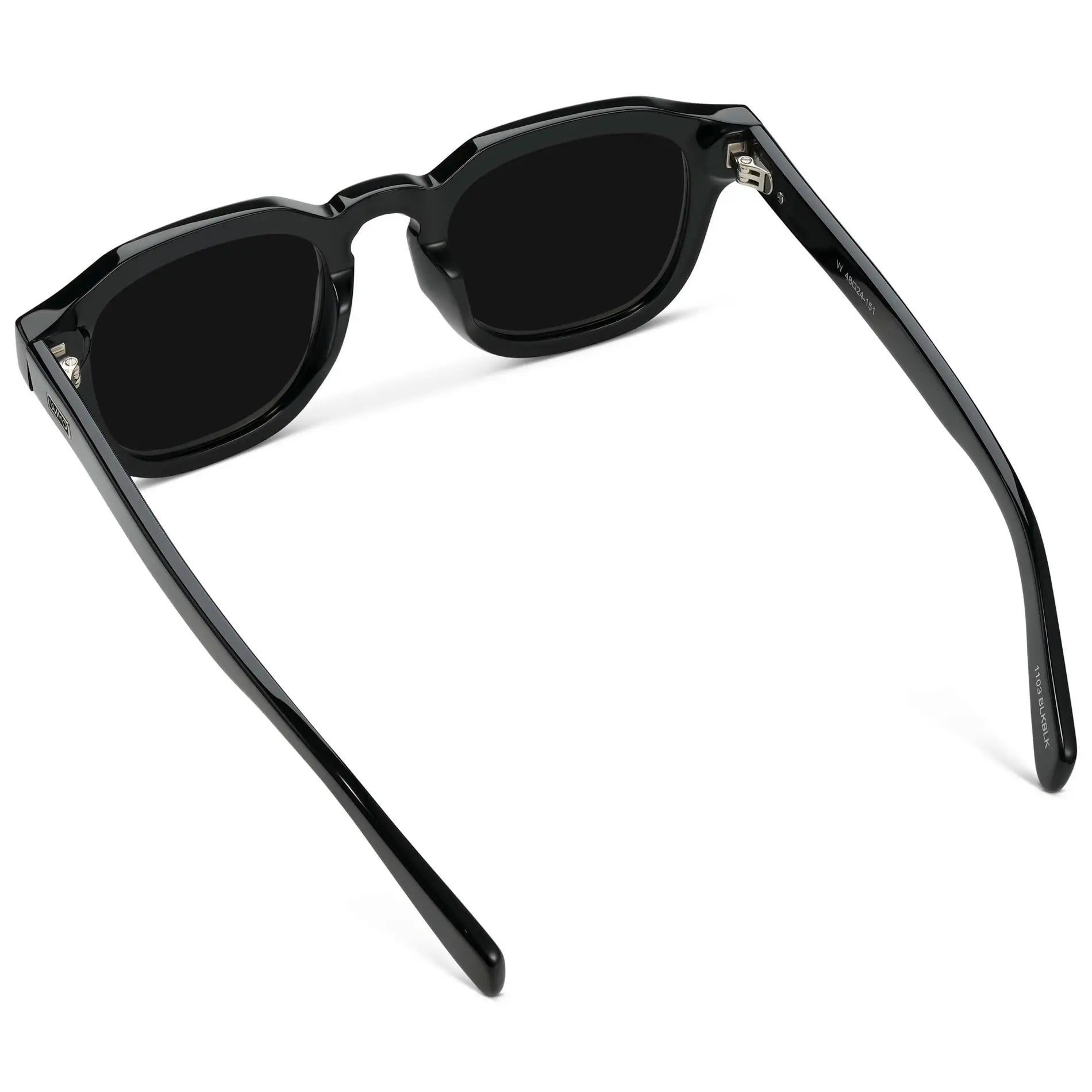 Black / Triple Black Lens || Men's Geometric Square Polarized Sunglasses with Black Acetate Frame and Black Lens
