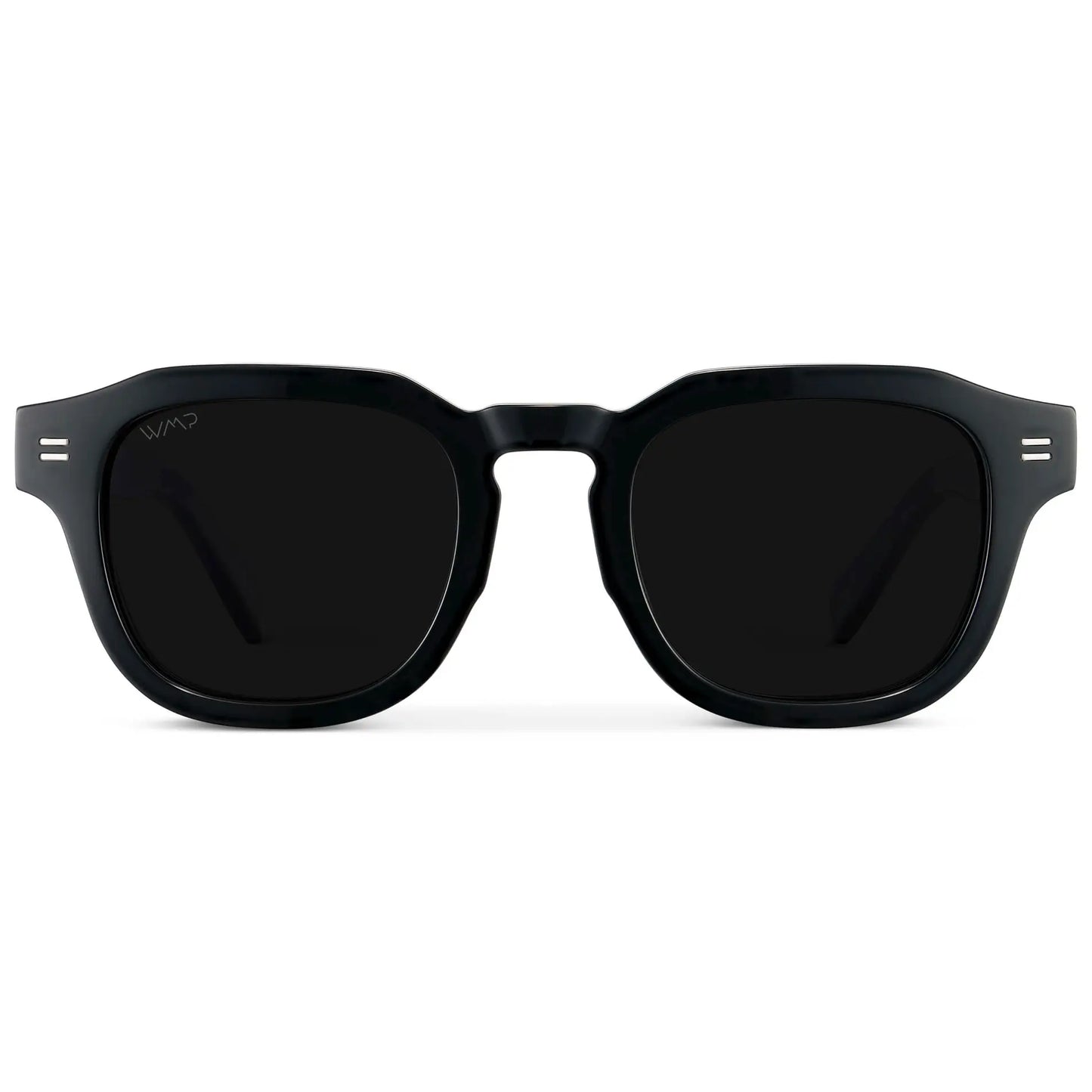 Black / Triple Black Lens || Men's Geometric Square Polarized Sunglasses with Black Acetate Frame and Black Lens