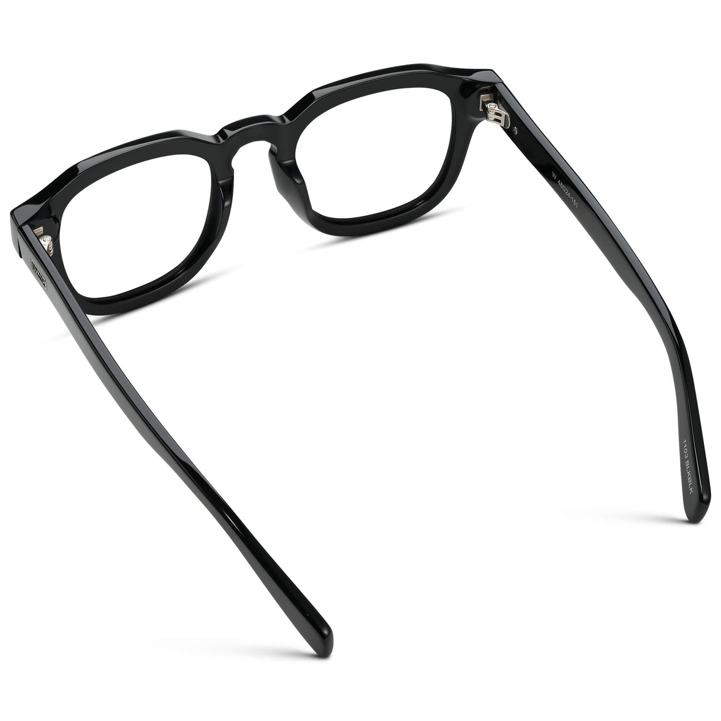 Black || Men's Square Prescription Eyeglasses with Black Acetate Frame and Clear Prescription Lens