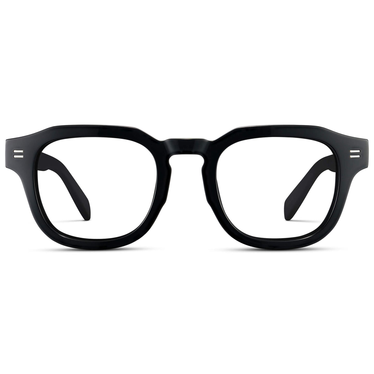 Black || Men's Square Prescription Eyeglasses with Black Acetate Frame and Clear Prescription Lens