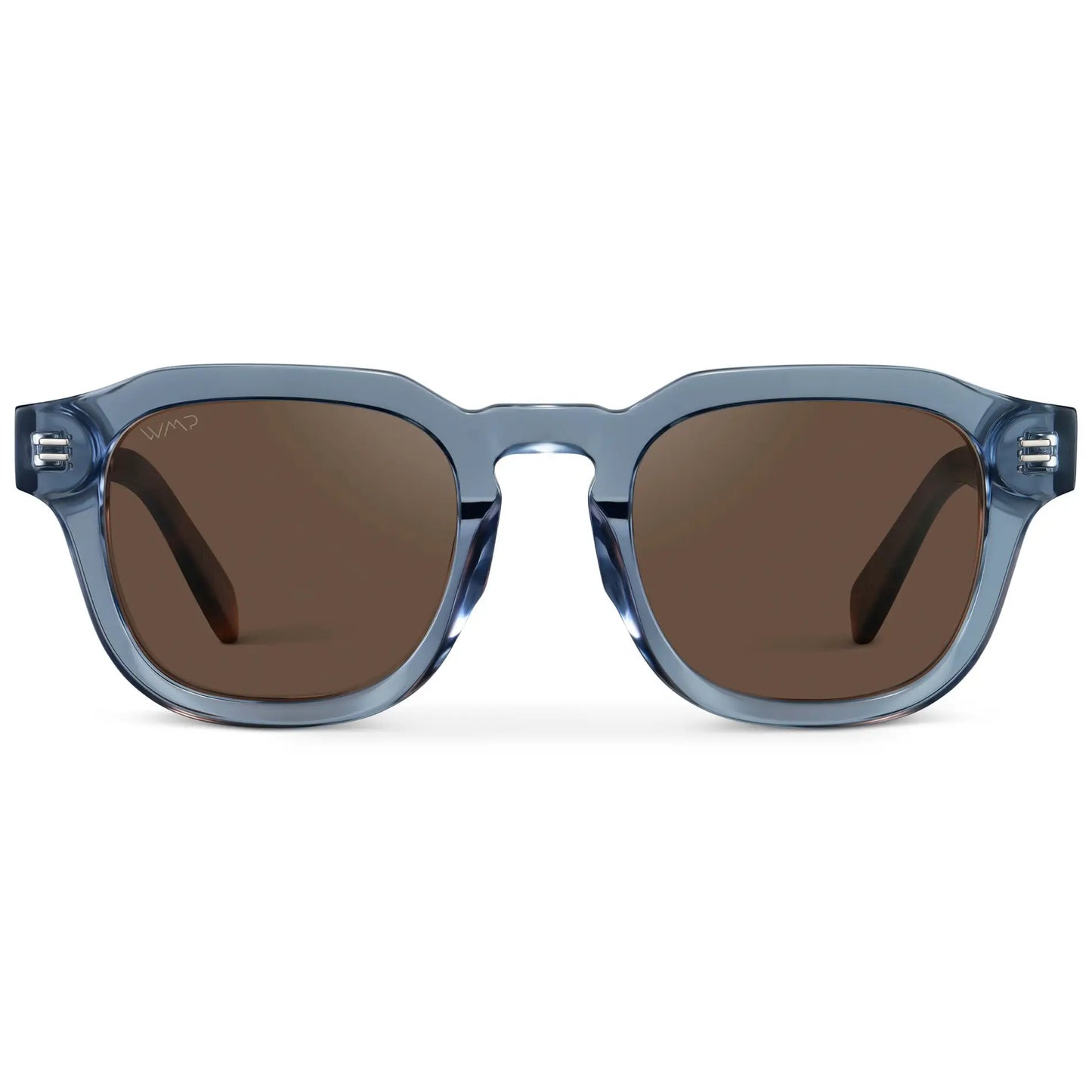 Denim Blue / Brown Lens || Men's Geometric Square Polarized Sunglasses with Blue Acetate Frame and Brown Lens