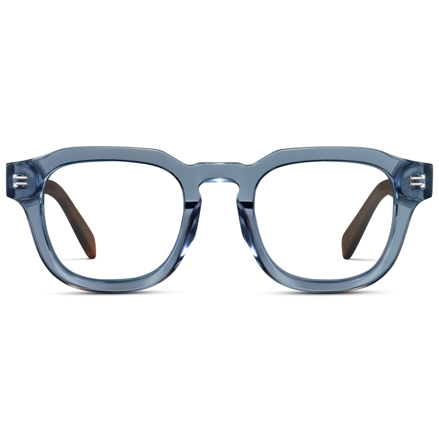 Denim Blue || Men's Square Prescription Eyeglasses with Light Blue Acetate Frame and Clear Prescription Lens