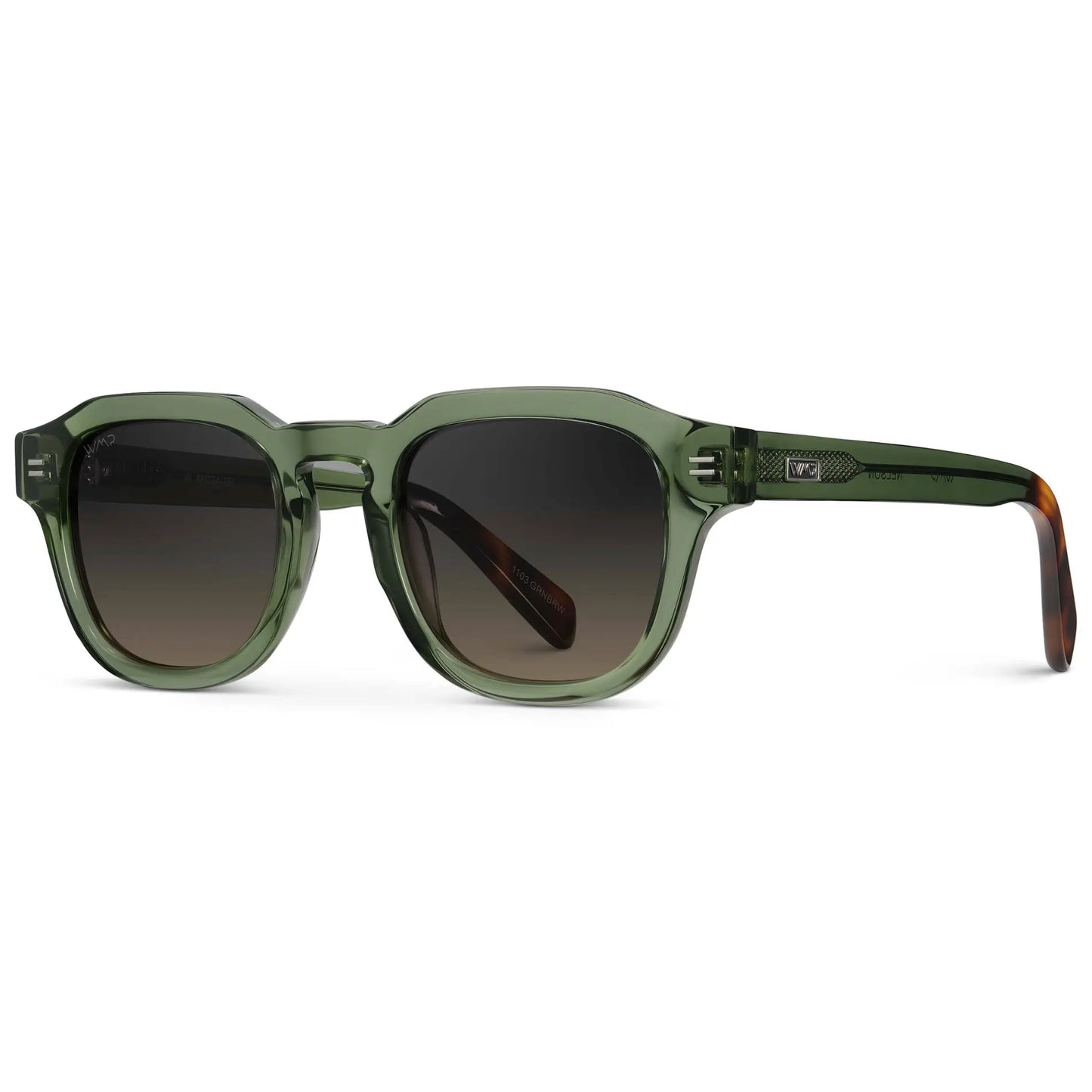 Crystal Agave Green / Grey Brown Gradient Lens || Men's Geometric Square Polarized Sunglasses with Green Acetate Frame and Grey Brown Gradient Lens