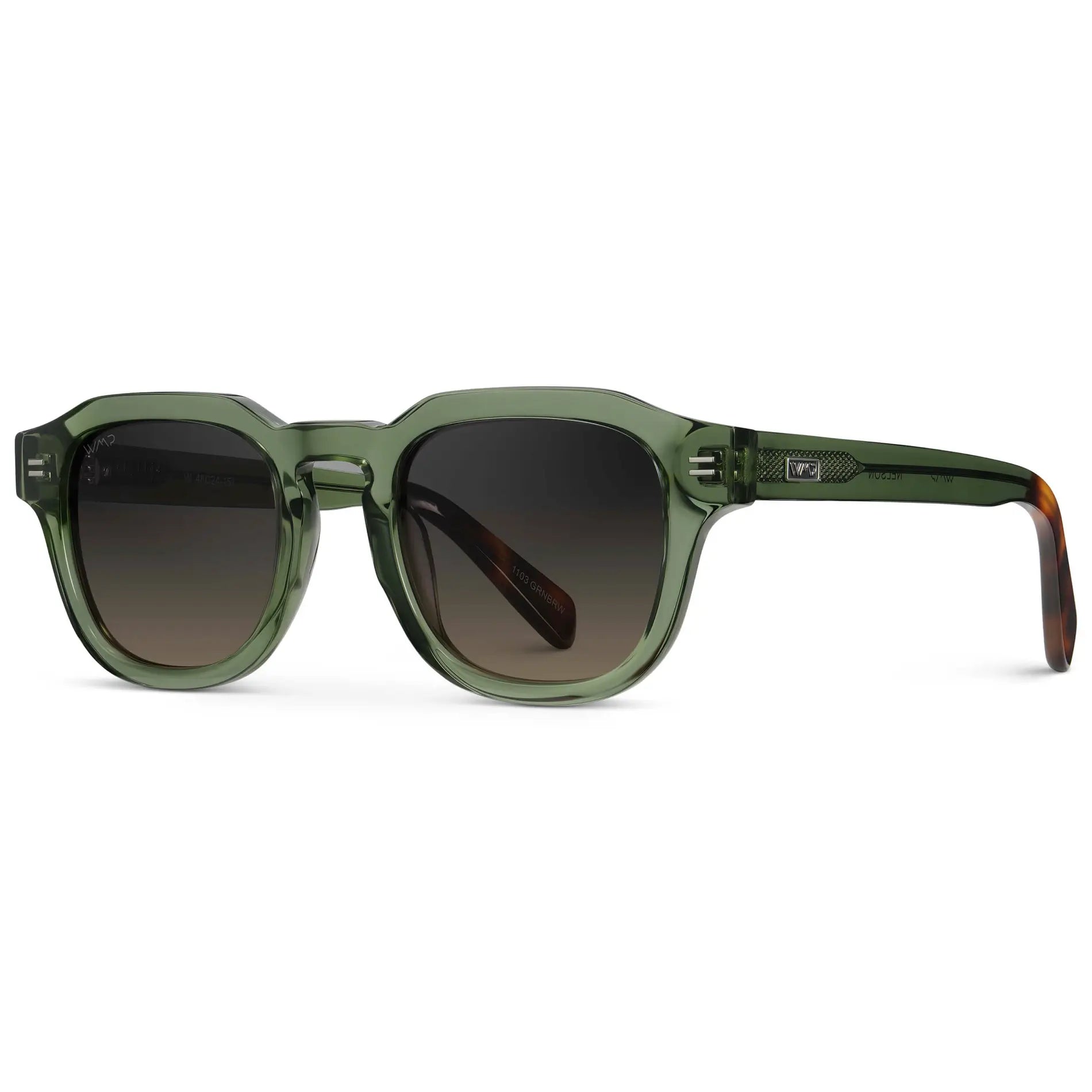 Crystal Agave Green / Grey Brown Gradient Lens || Men's Geometric Square Polarized Sunglasses with Green Acetate Frame and Grey Brown Gradient Lens