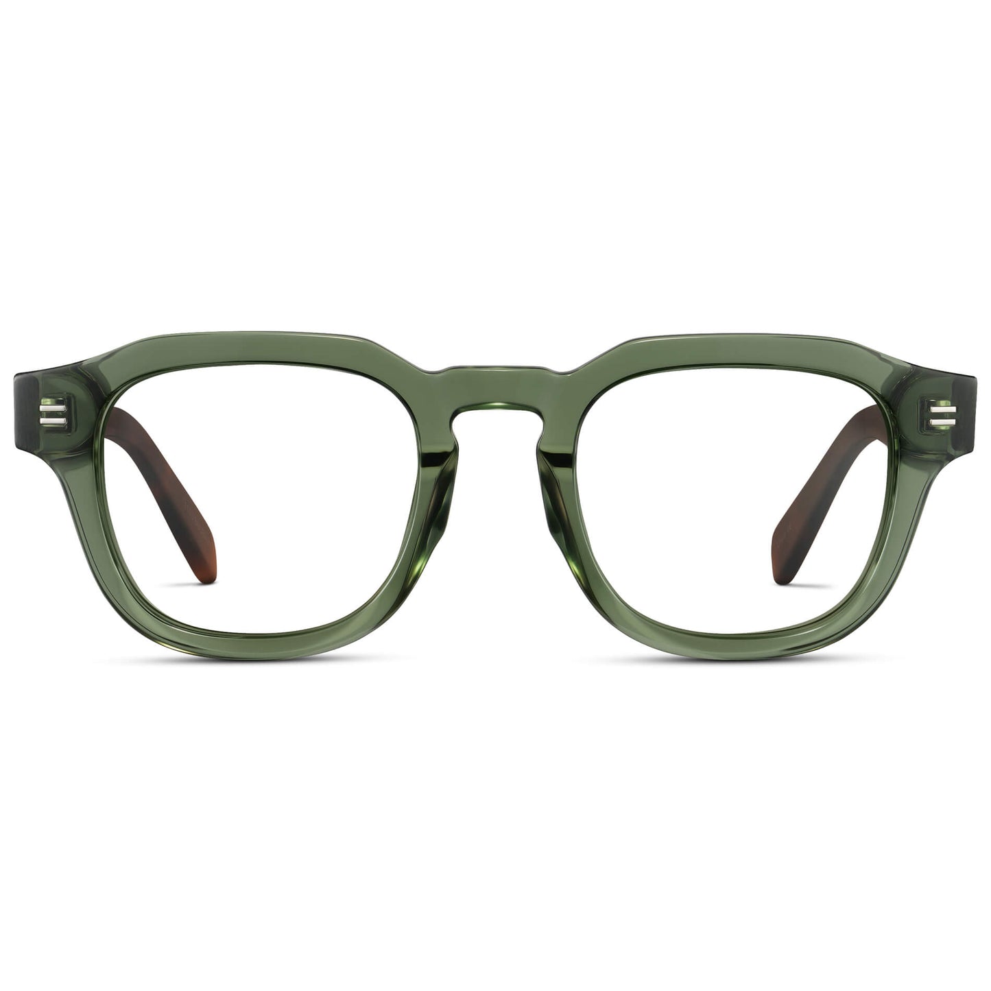 Crystal Agave Green || Men's Square Prescription Eyeglasses with Green Acetate Frame and Clear Prescription Lens