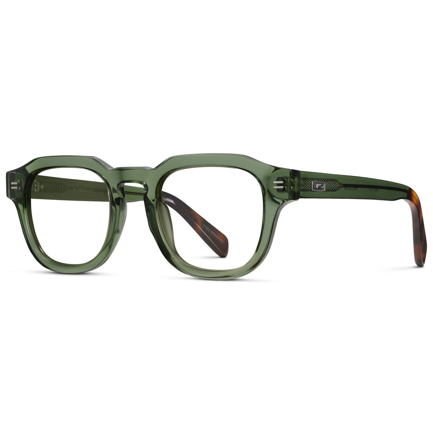 Crystal Agave Green || Men's Square Prescription Eyeglasses with Green Acetate Frame and Clear Prescription Lens