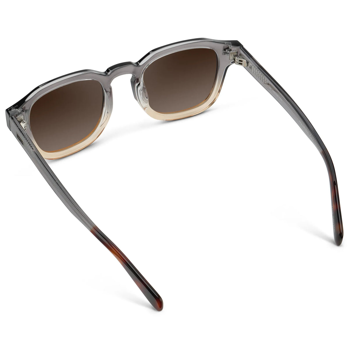 Graphite Horizon Grey / Brown Gradient Lens || Back view of Men's Geometric Square Polarized Sunglasses with Grey Acetate Frame and Brown Gradient Lens on a white background