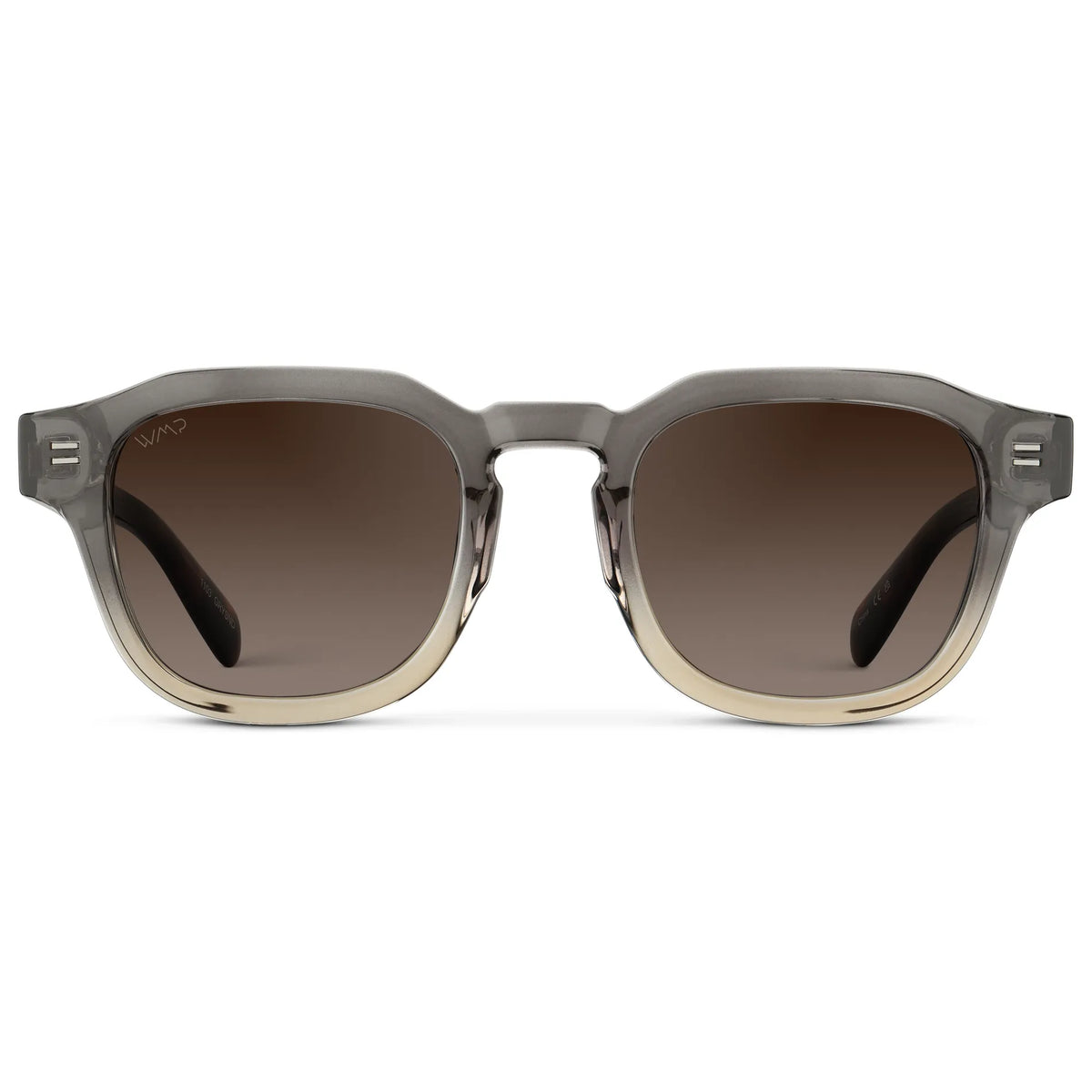Graphite Horizon Grey / Brown Gradient Lens || Front view of Men's Geometric Square Polarized Sunglasses with Grey Acetate Frame and Brown Gradient Lens on a white background