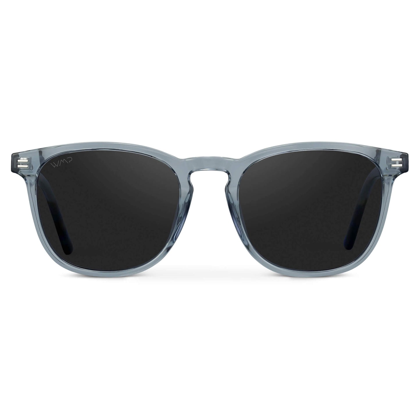 Crystal Cadet Grey / Black Lens || Men's Crystal Cadet Grey Square Frame Sunglasses with Black Polarized Lens