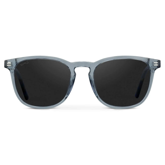 Crystal Cadet Grey / Black Lens || Men's Crystal Cadet Grey Square Frame Sunglasses with Black Polarized Lens