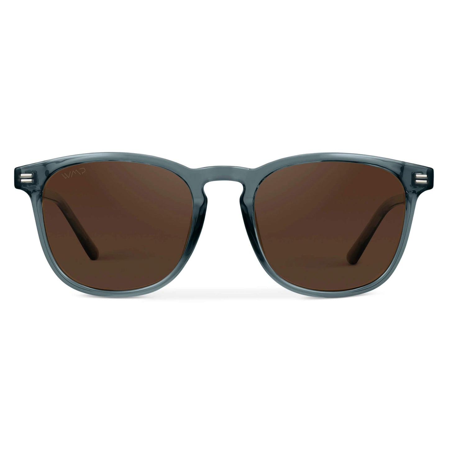 Crystal Stone Blue / Brown Lens || Men's Blue Square Frame Sunglasses with Brown Polarized Lenses