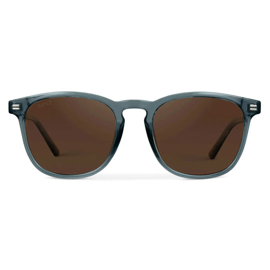 Crystal Stone Blue / Brown Lens || Men's Blue Square Frame Sunglasses with Brown Polarized Lenses