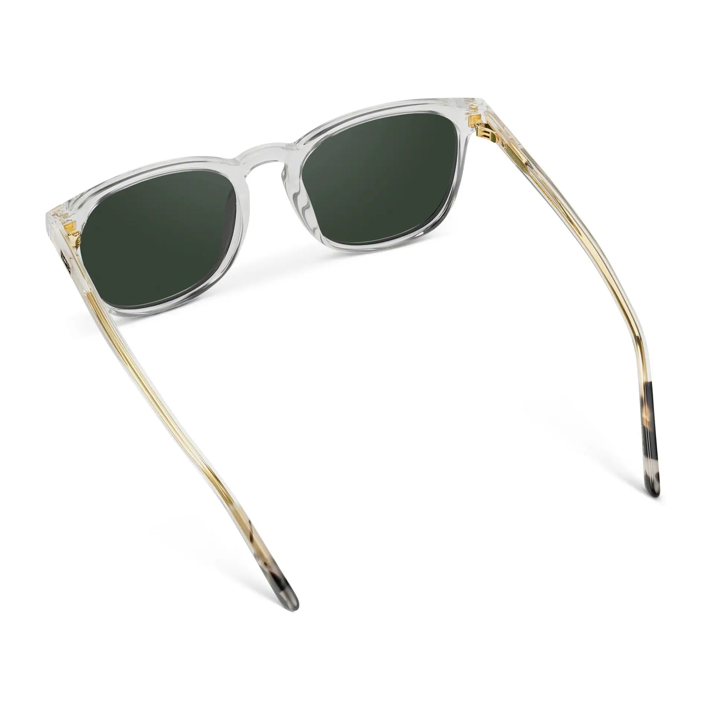Clear / Smoke Green Lens || Men's Clear Square Frame Sunglasses with Green Polarized Lenses