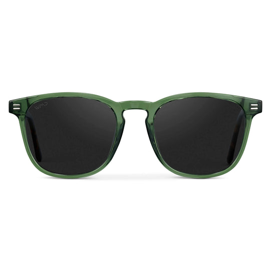 Emerald Green / Black Lens || Men's Green Square Frame Sunglasses with Black Polarized Lenses