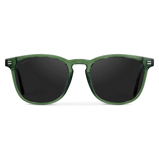 Emerald Green / Black Lens || Men's Green Square Frame Sunglasses with Black Polarized Lenses