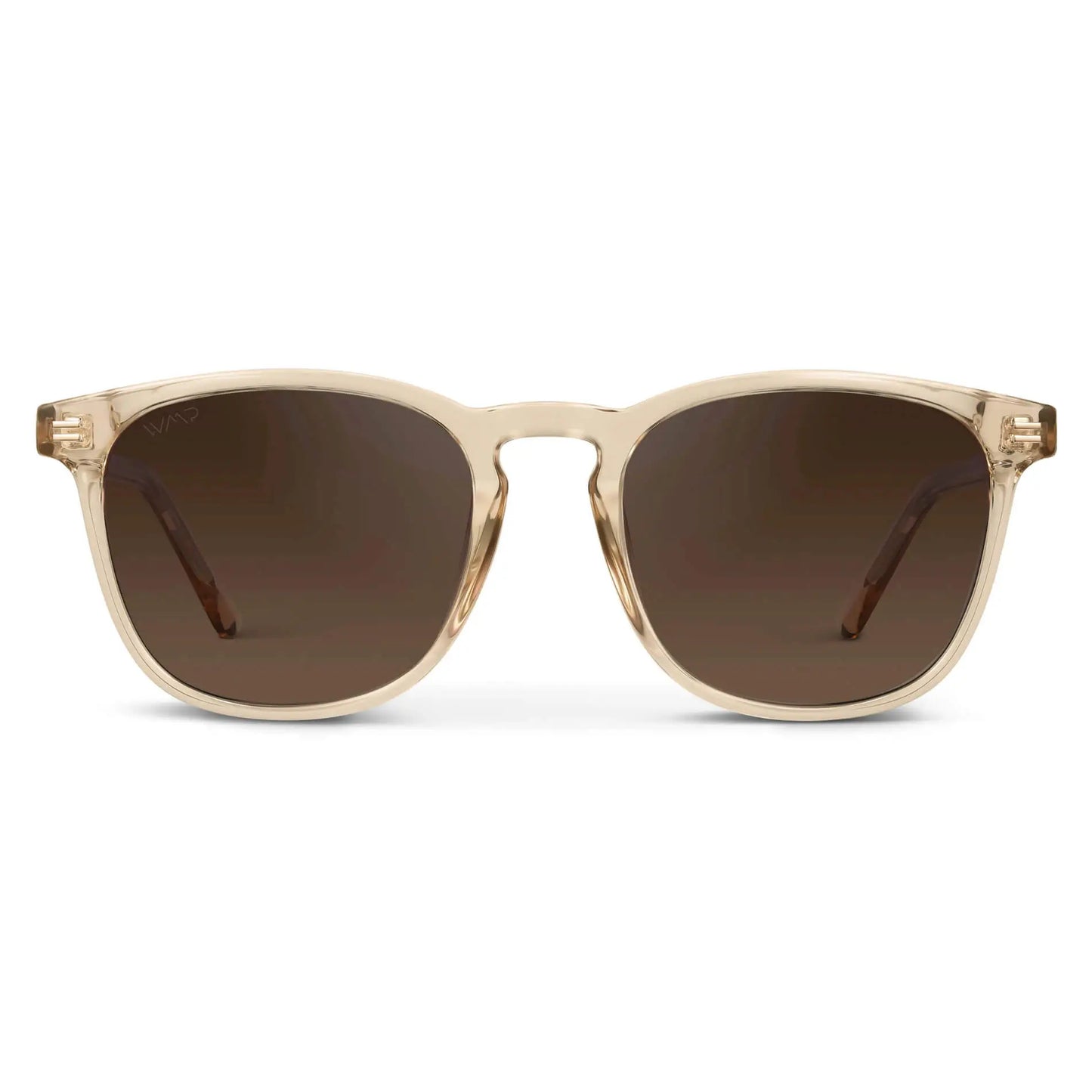 Crystal Sand Brown / Dark Beige Gradient Lens || Men's Light Brown Square Frame Sunglasses with Brown Polarized Lenses